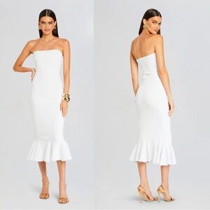 $398 RETROFETE Tillee Knit Dress In Iridescent White Medium